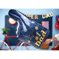 #1 Dad Blue Foam Finger Foil Balloon 34in