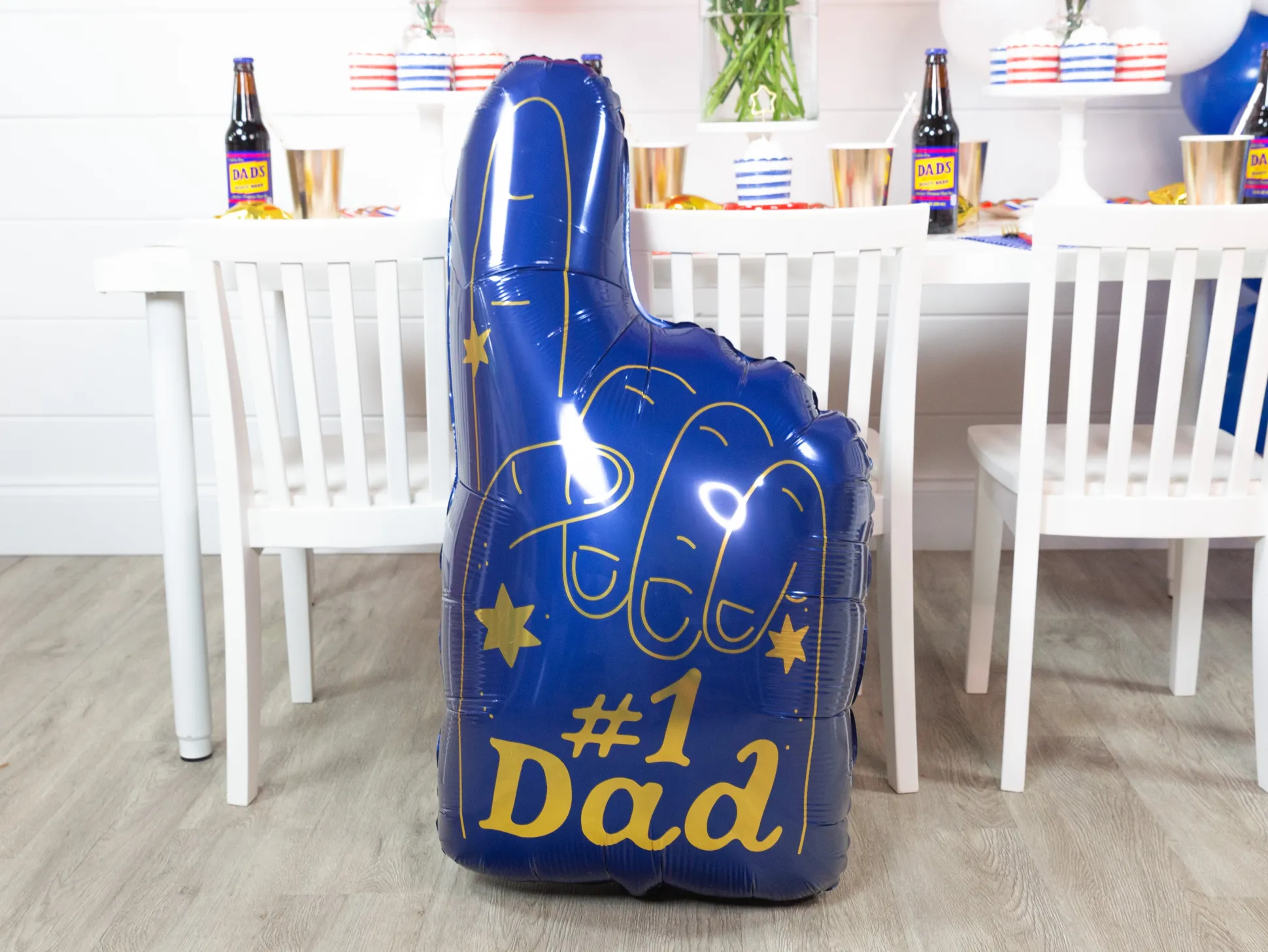 #1 Dad Blue Foam Finger Foil Balloon 34in