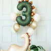 Dark Green Dinosaur Number Three Foil Balloon 36in