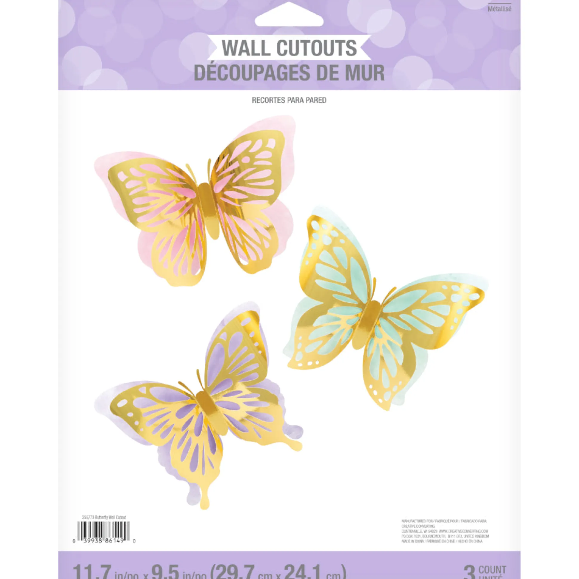 3D Butterfly Wall Cutouts 3ct