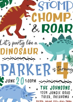 Dinosaur Kingdom Birthday Party Invitation