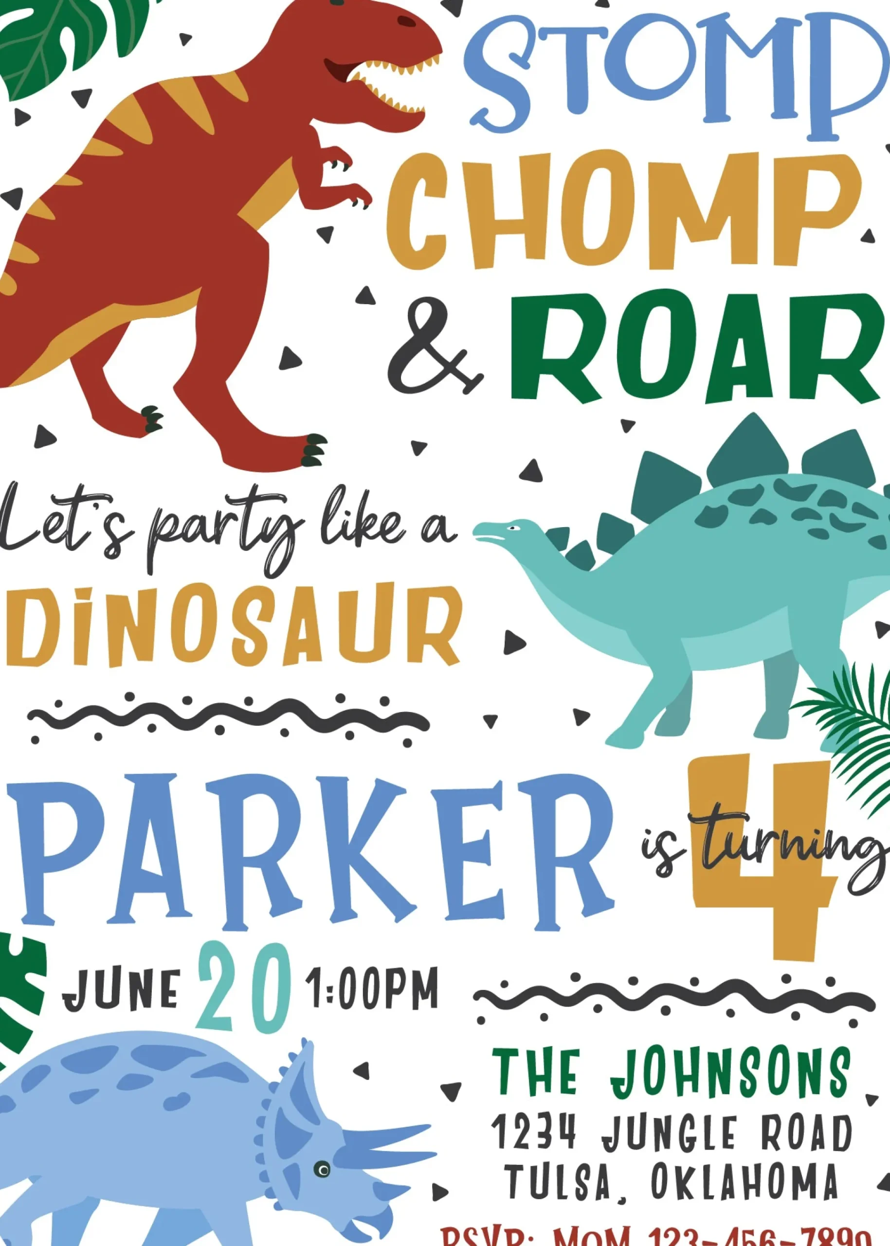 Dinosaur Kingdom Birthday Party Invitation