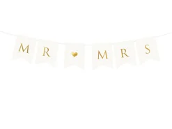 DIY White and Gold Mr. & Mrs. Pennant Banner