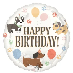 Dog Party Happy Birthday Foil Balloon 18in