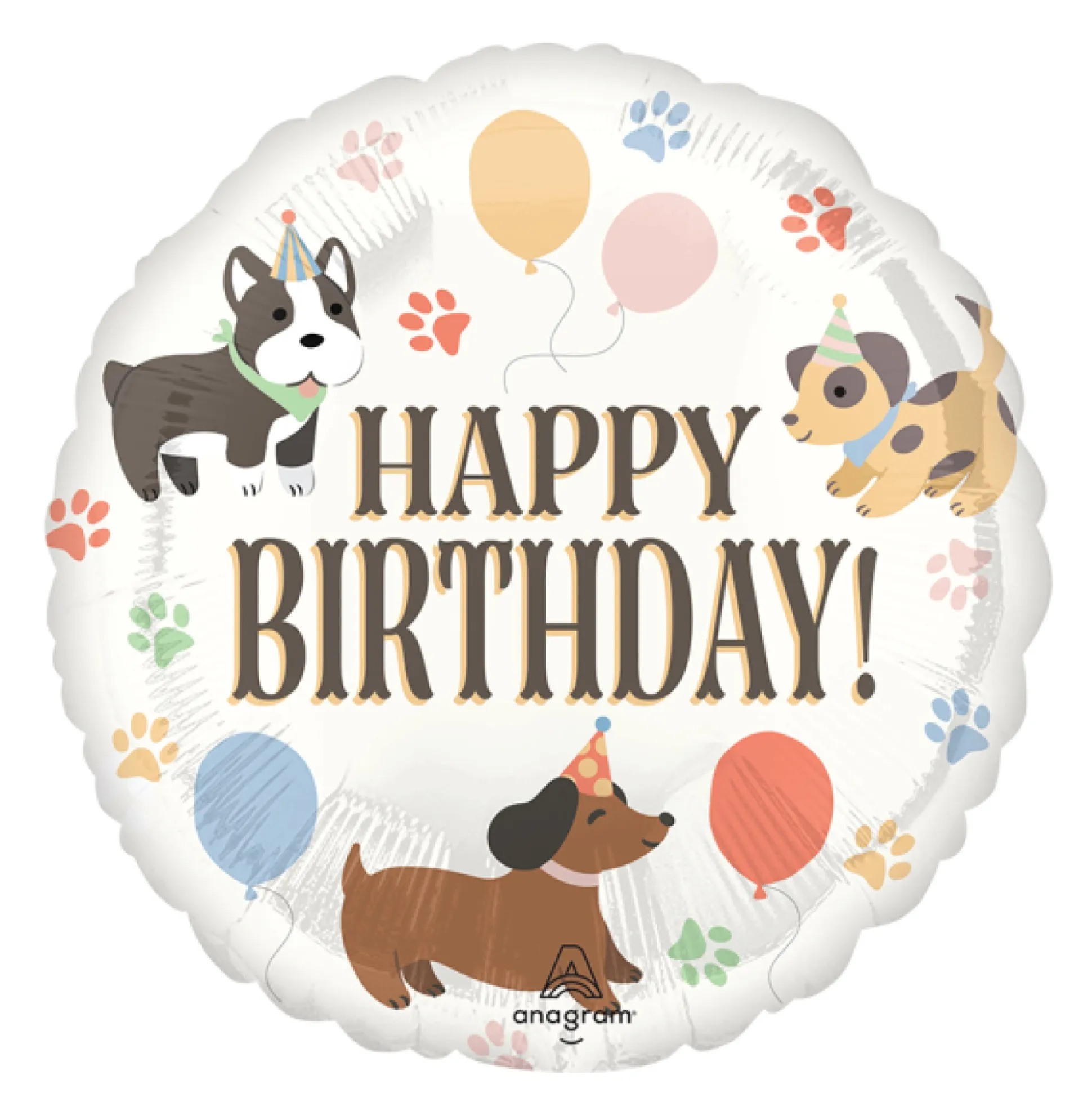 Dog Party Happy Birthday Foil Balloon 18in