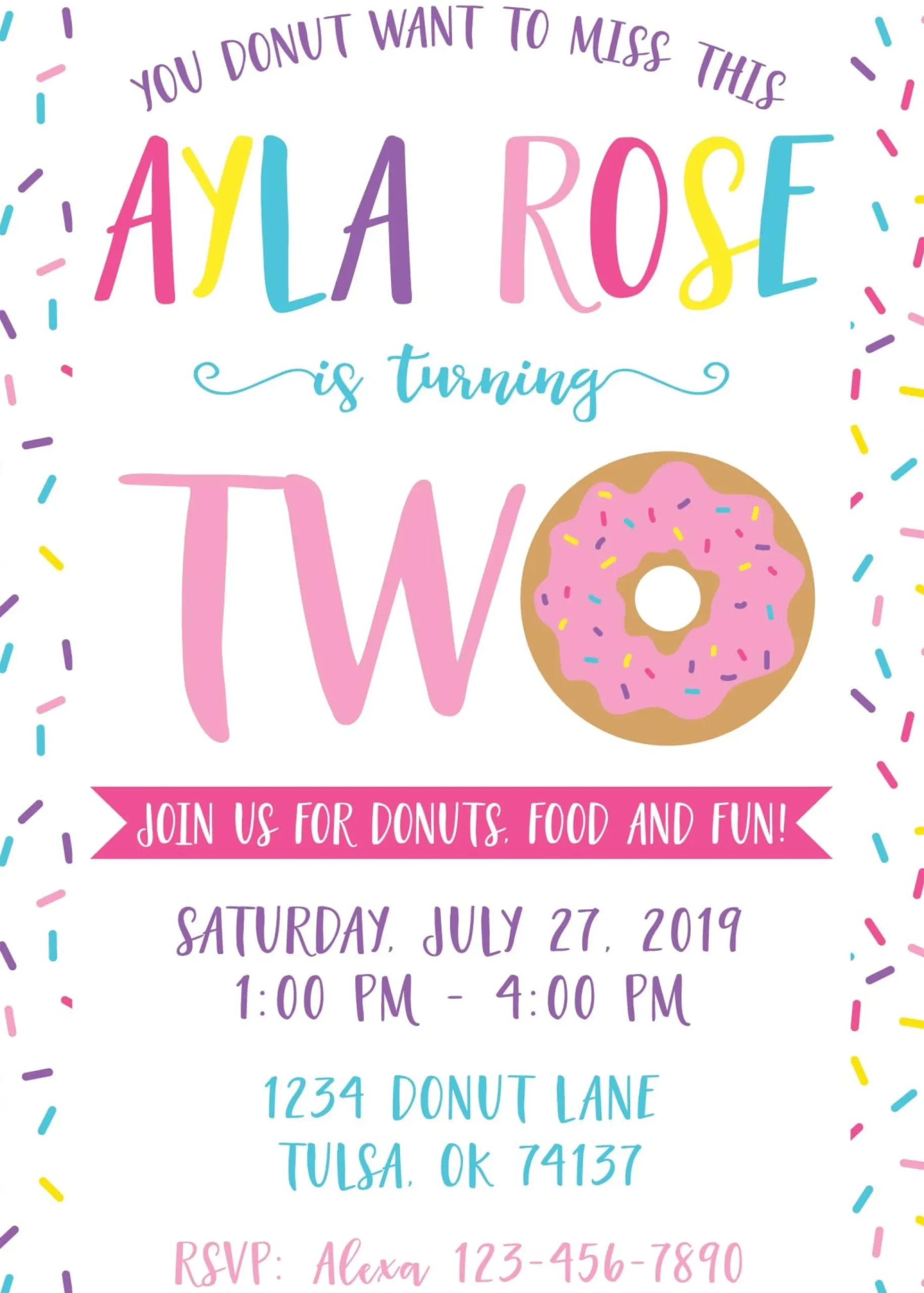 Donut Birthday Party Invitation