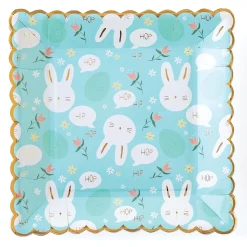 Easter Bunny Scalloped Square Lunch Plates 8ct
