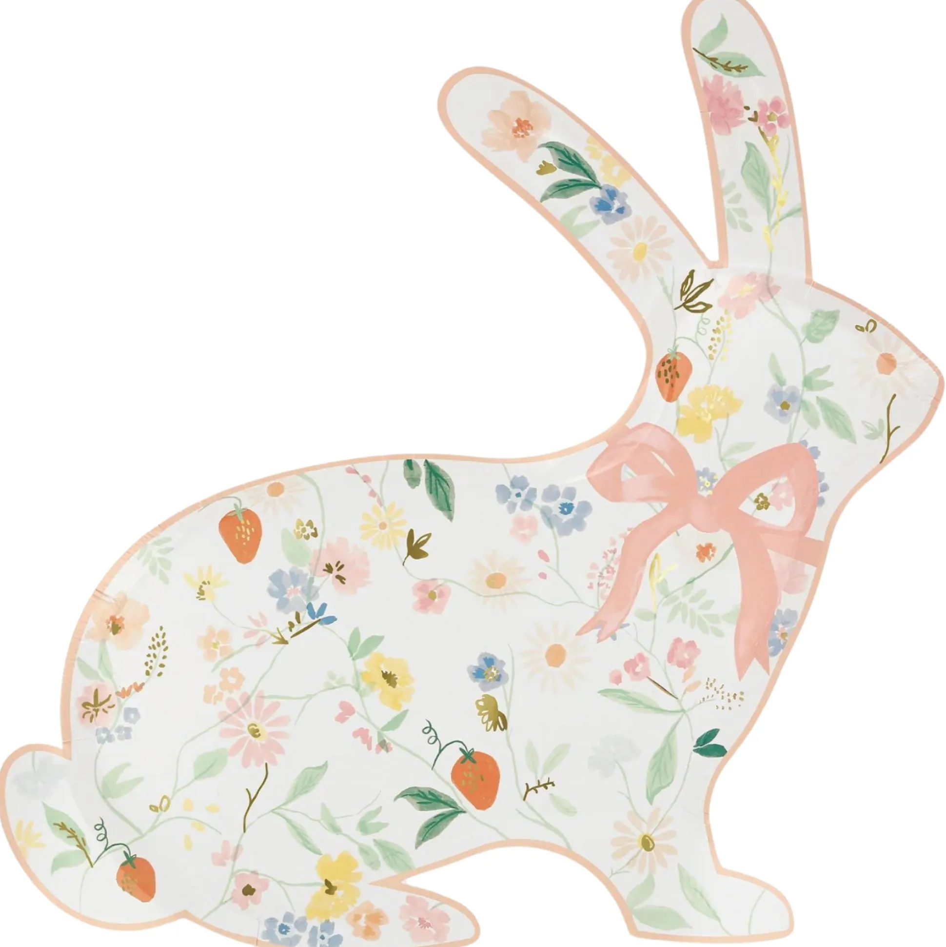 Elegant Floral Bunny Lunch Plates 8ct