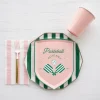 Emerald Green Cabana Striped Dinner Plates 8ct