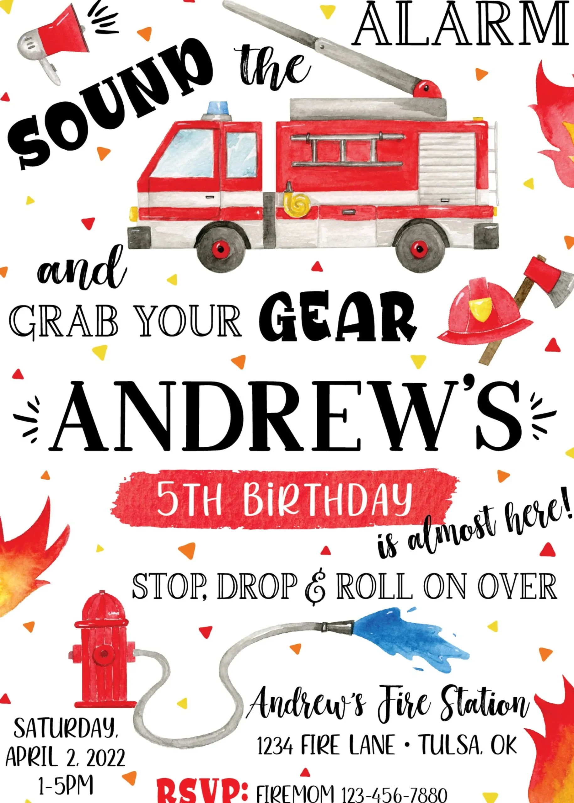 Fire Truck Birthday Party Invitation