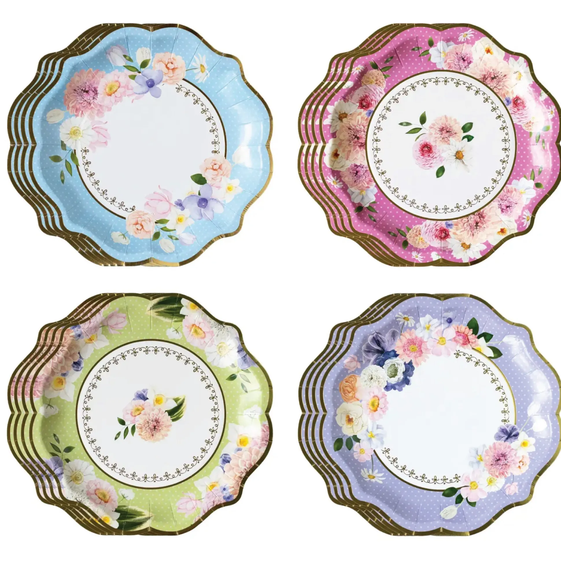 Floral Tea Party Assorted Lunch Plates 16ct
