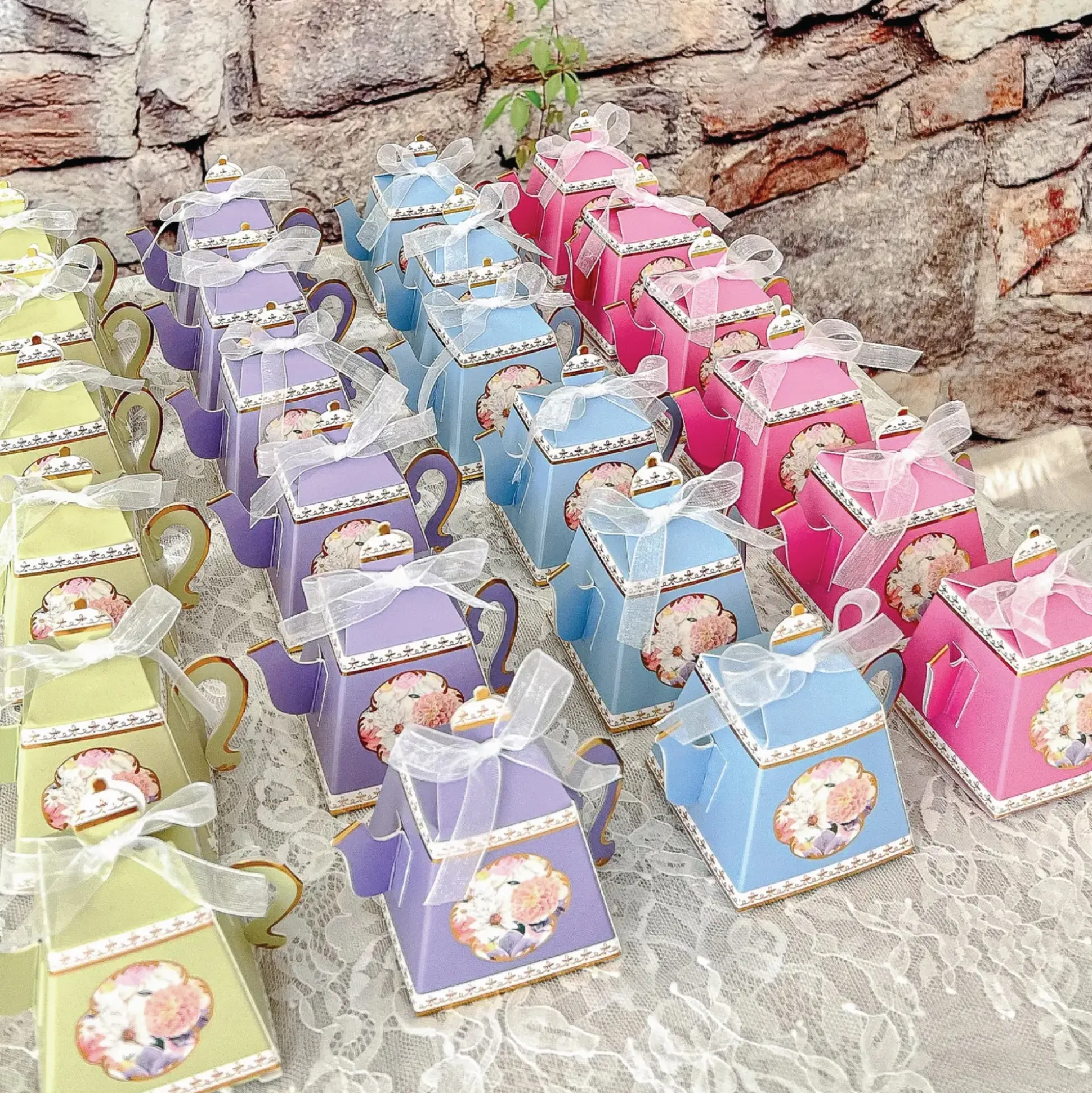 Floral Tea Time Assorted Favor Boxes 24ct