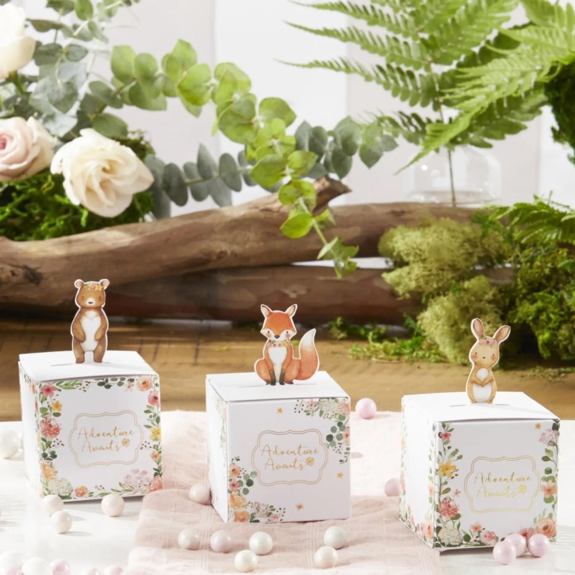 Floral Woodland Baby Favor Boxes 24ct