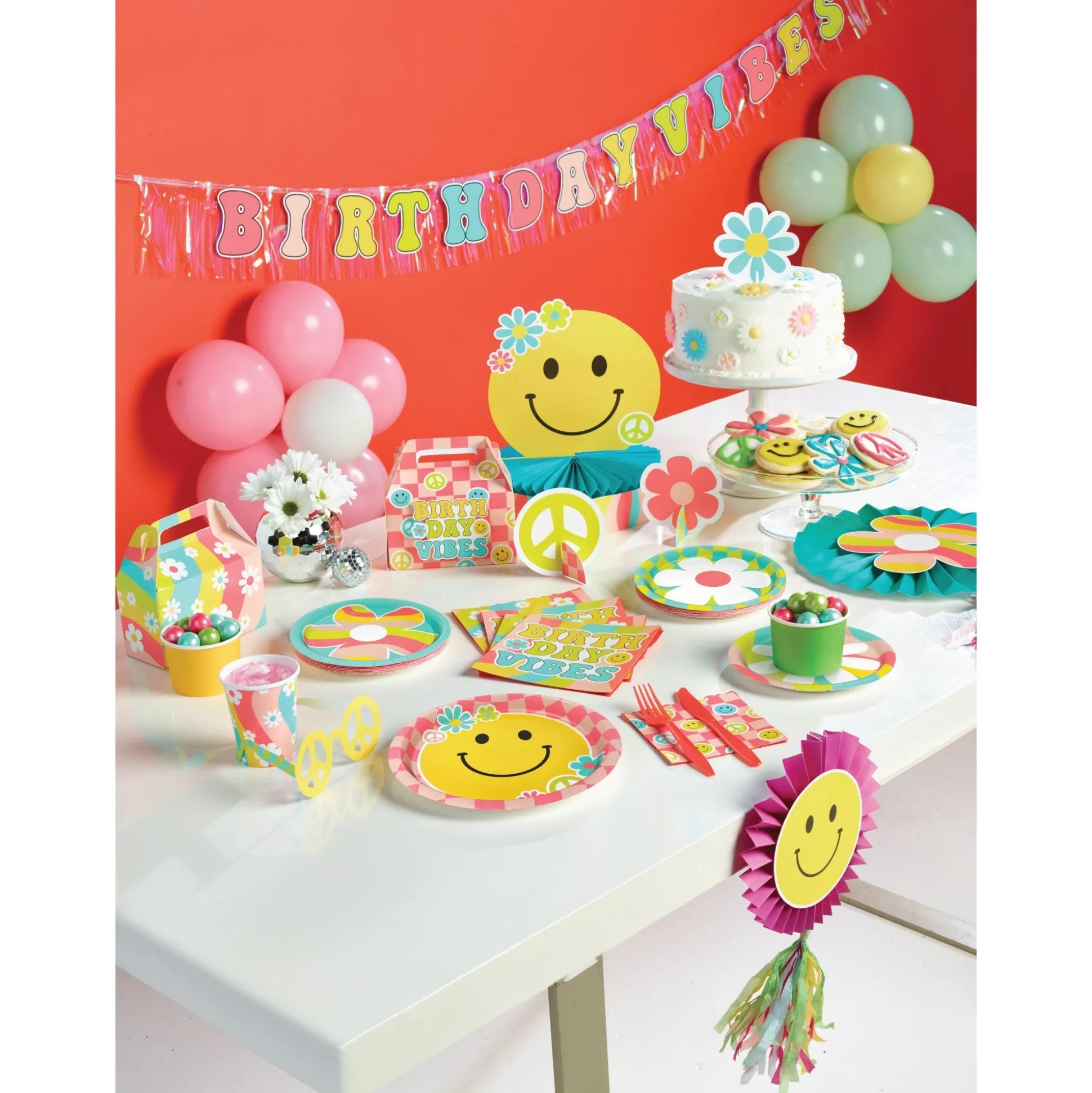 Flower Power Paper Fan Decorations 3ct
