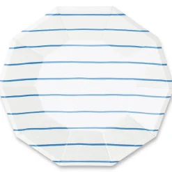 Frenchie Blue Striped Lunch Plates 8ct