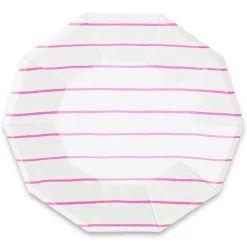 Frenchie Dark Pink Striped Lunch Plates 8ct
