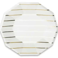 Frenchie Metallic Gold Striped Lunch Plates 8ct