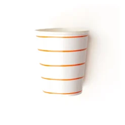 Frenchie Orange Striped Cups 8ct