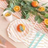 Frenchie Orange Striped Dessert Plates 8ct