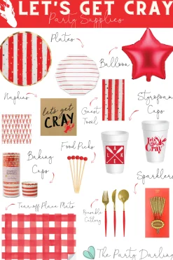 Frenchie Red Striped Lunch Plates 8ct