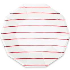 Frenchie Red Striped Lunch Plates 8ct