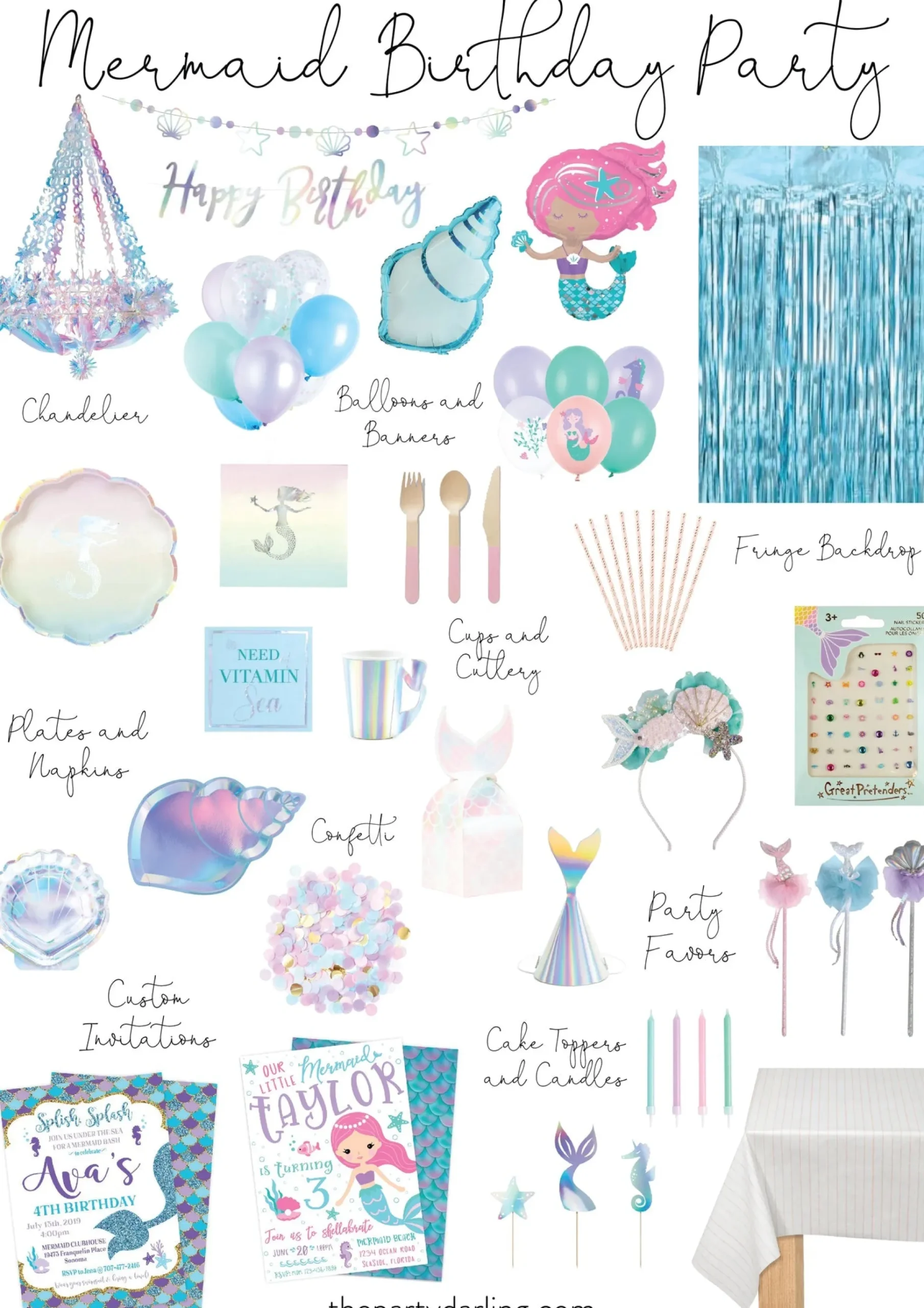 Friendly Mermaid Birthday Party Invitation