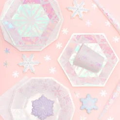 Frosted Iridescent Snowflake Dessert Plates 8ct
