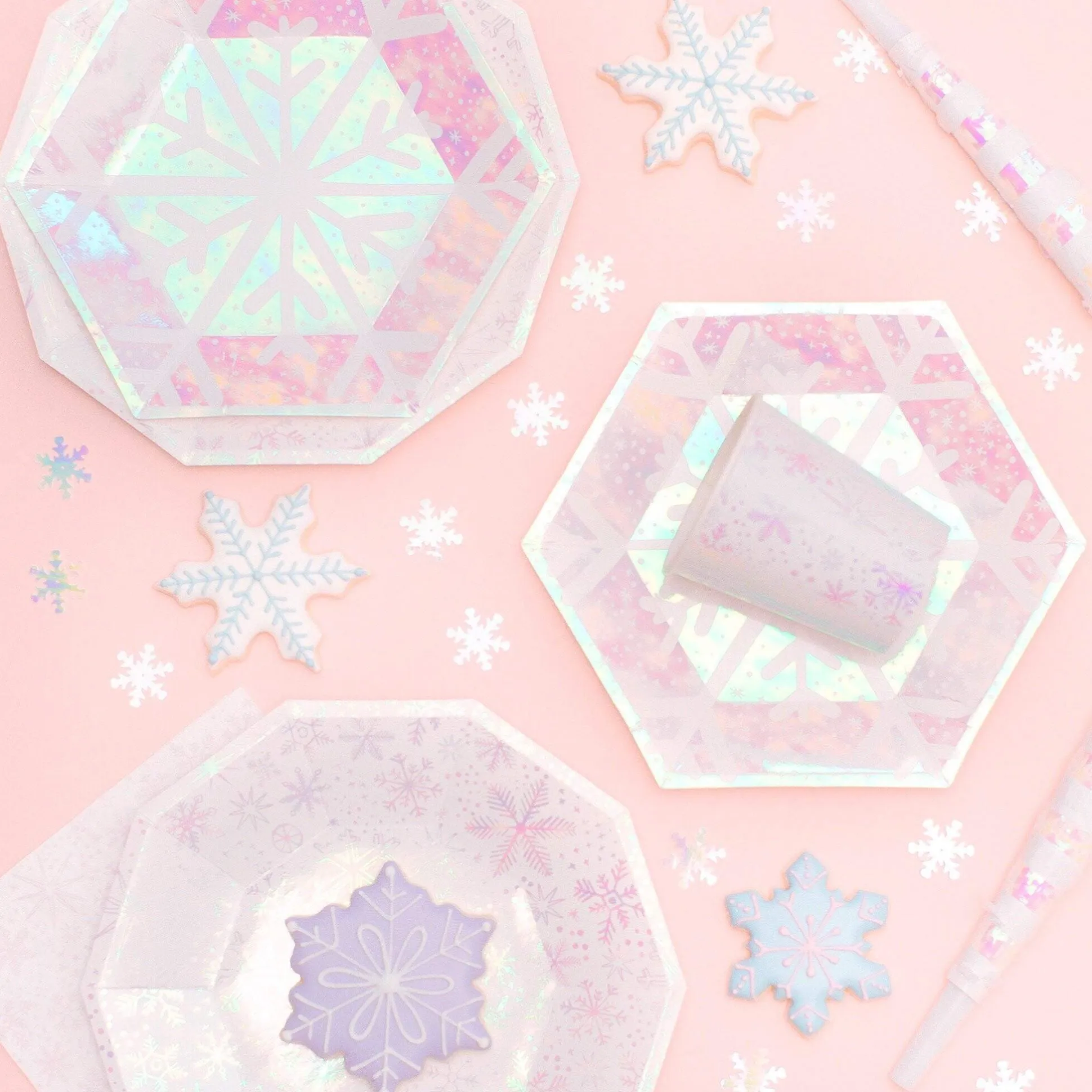 Frosted Iridescent Snowflake Lunch Plates 8ct