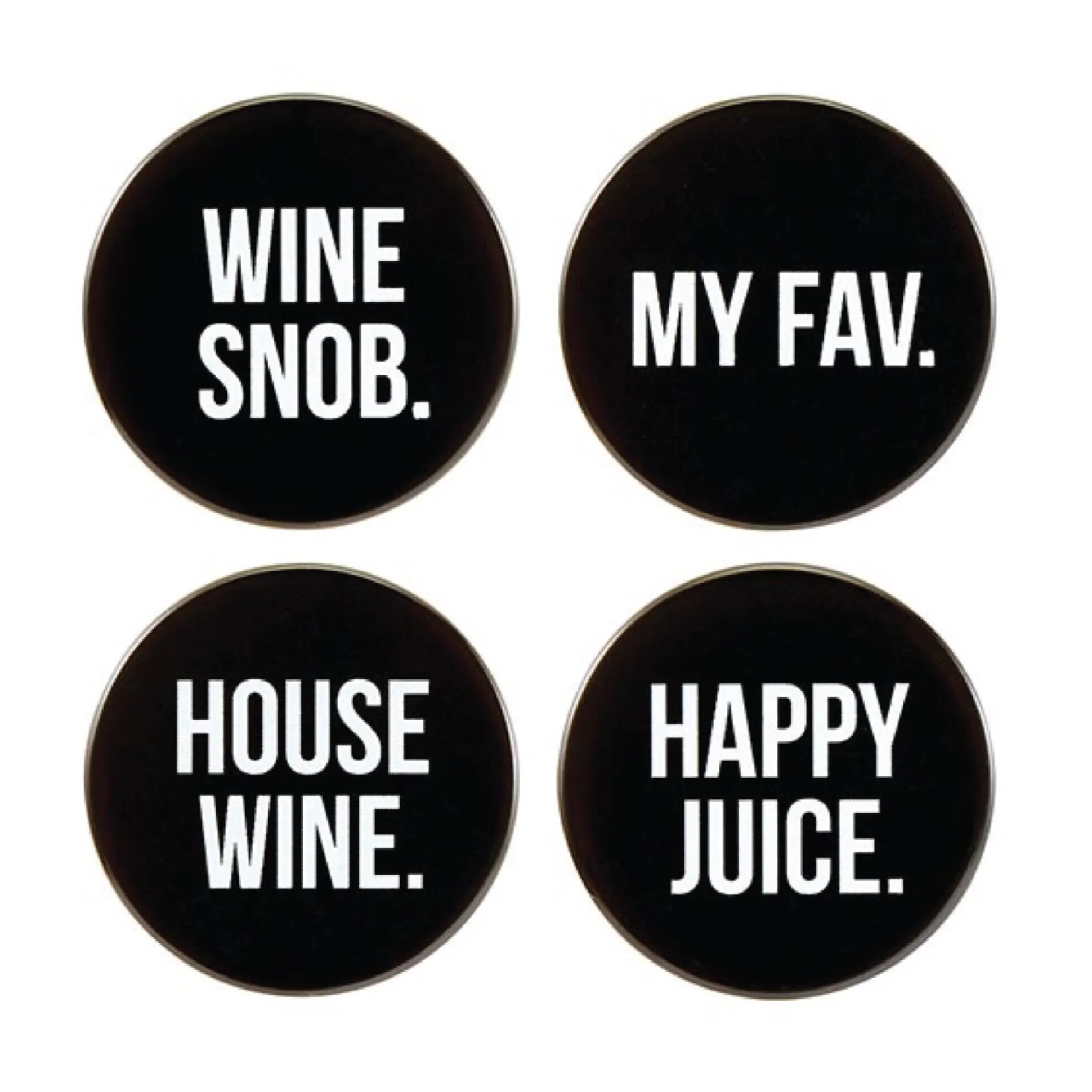 Fun Worded Black Wine Bottle Stoppers 4ct