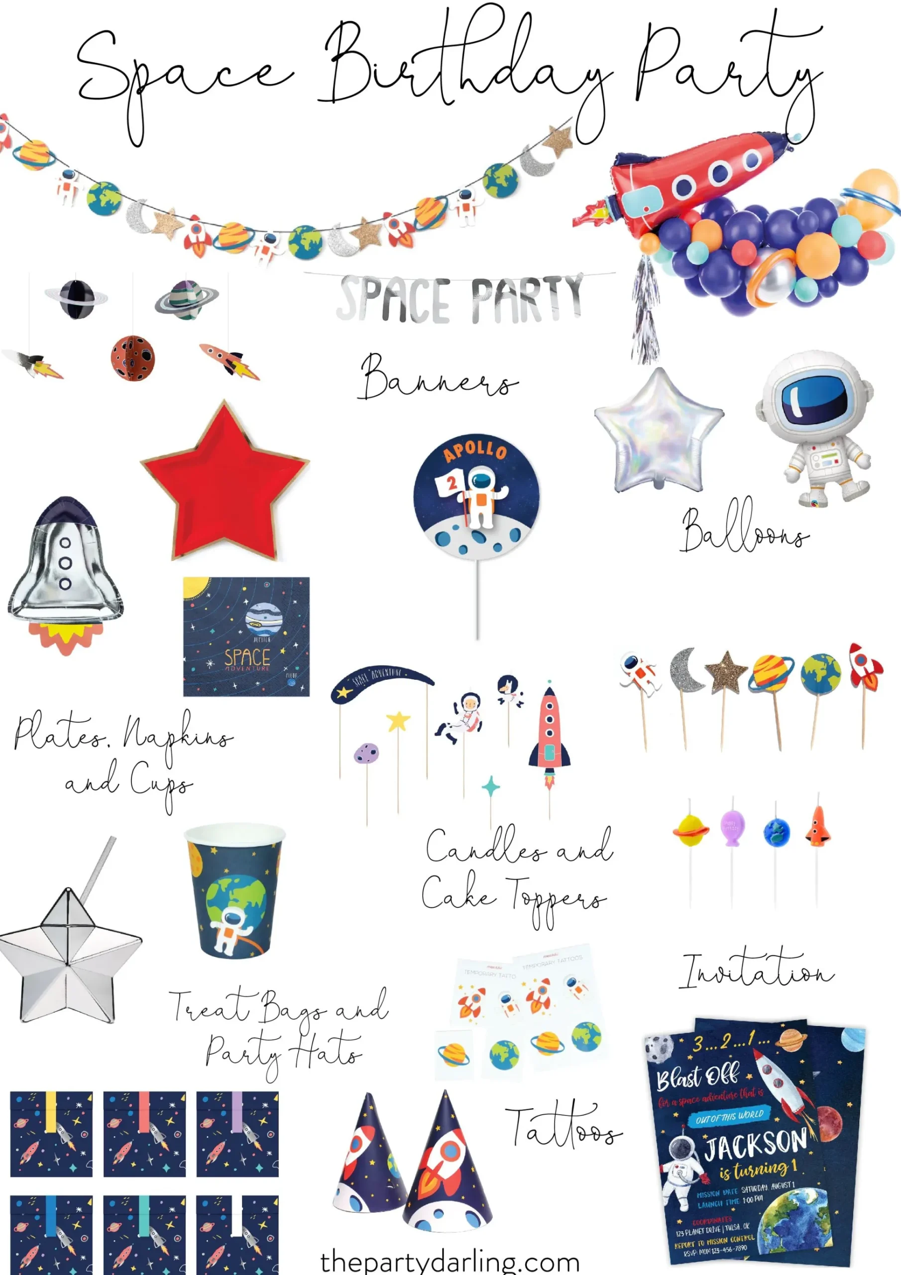 Galaxy Space Birthday Party Invitation
