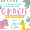 Girl Dinosaur Birthday Party Invitation