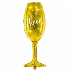 Gold Cheers Champagne Glass Balloon 28in