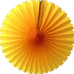Golden Yellow Tissue Paper Fan 13in