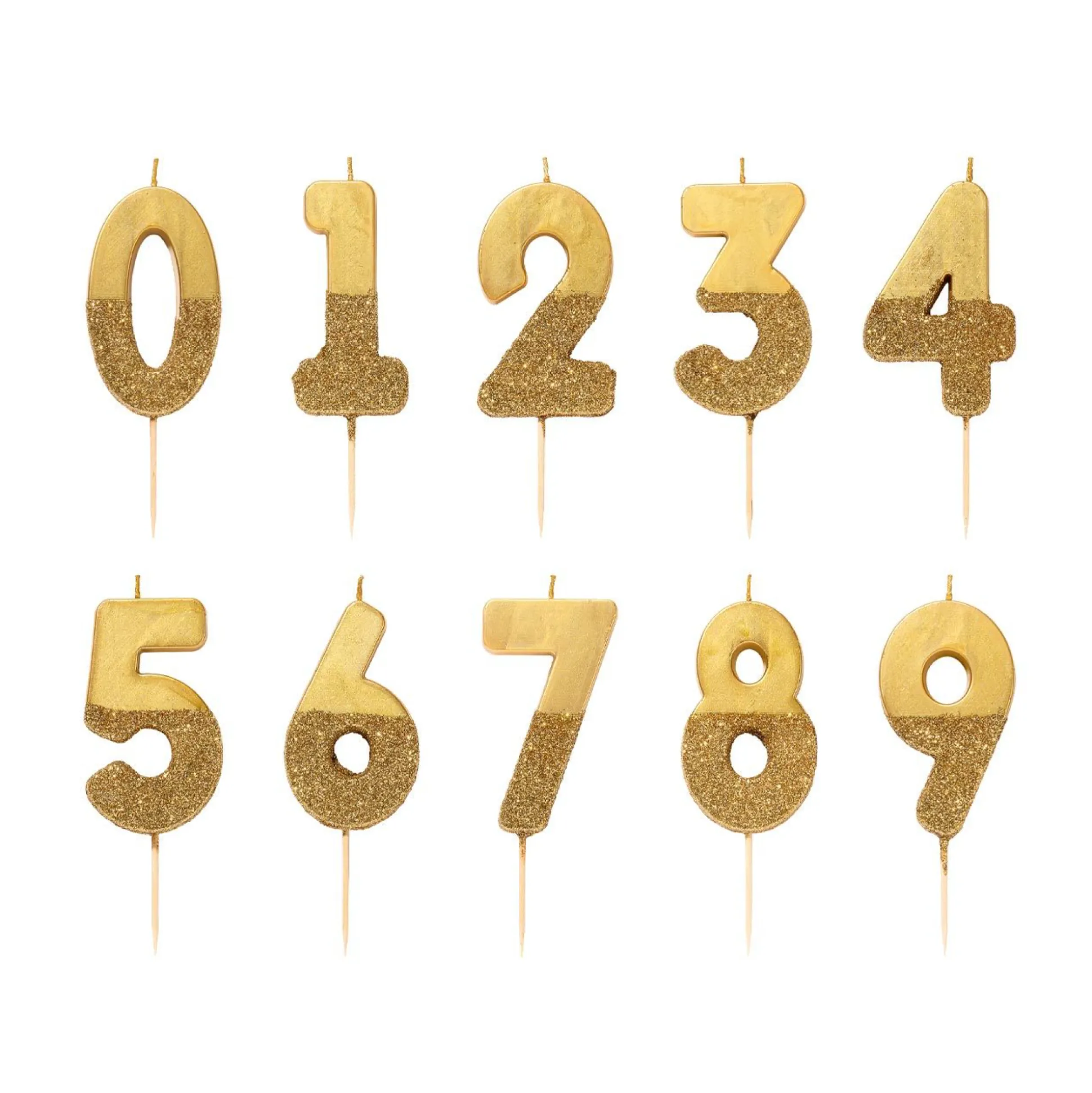 Gold Glitter Dipped Number Birthday Candle