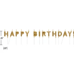 Gold Happy Birthday Candle Set 14ct