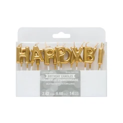 Gold Happy Birthday Candle Set 14ct