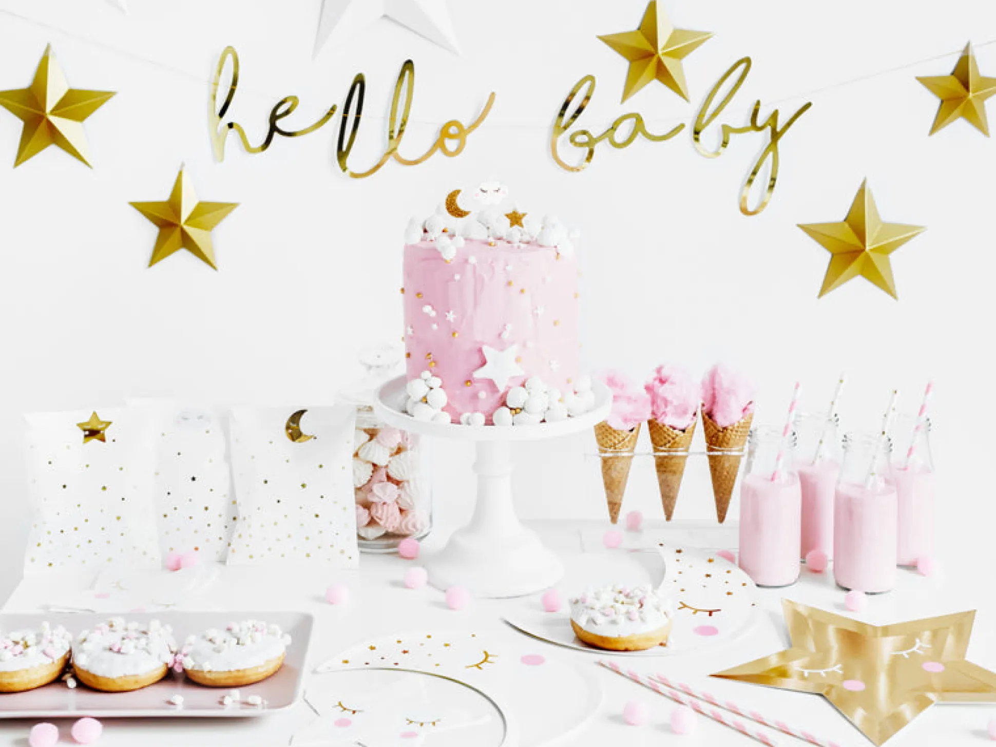 Gold Hello Baby Banner 2.3ft