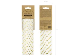 Gold Metallic Heart Paper Straws 10ct