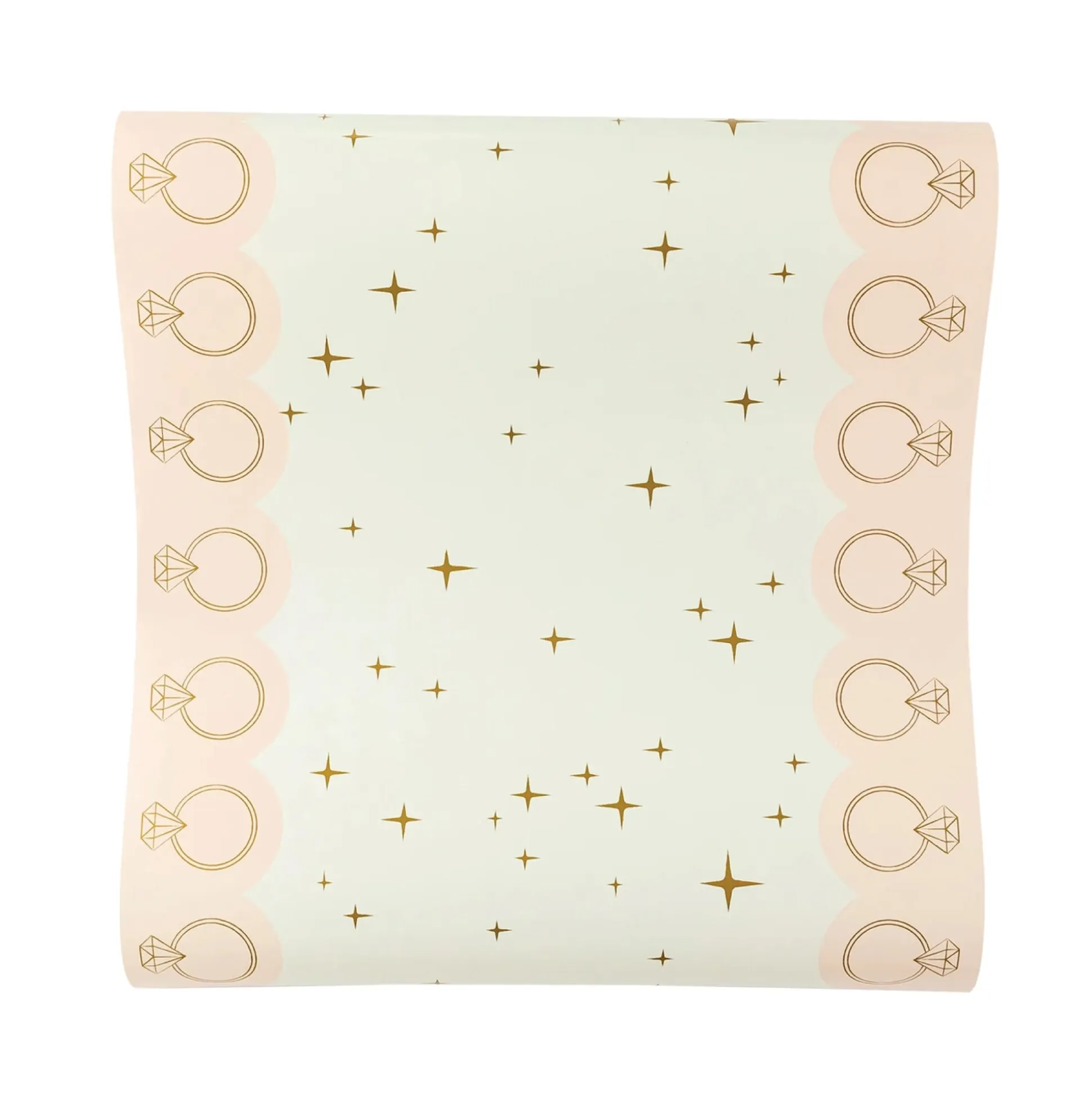 Gold & Pink Diamond Ring Paper Table Runner 10ft