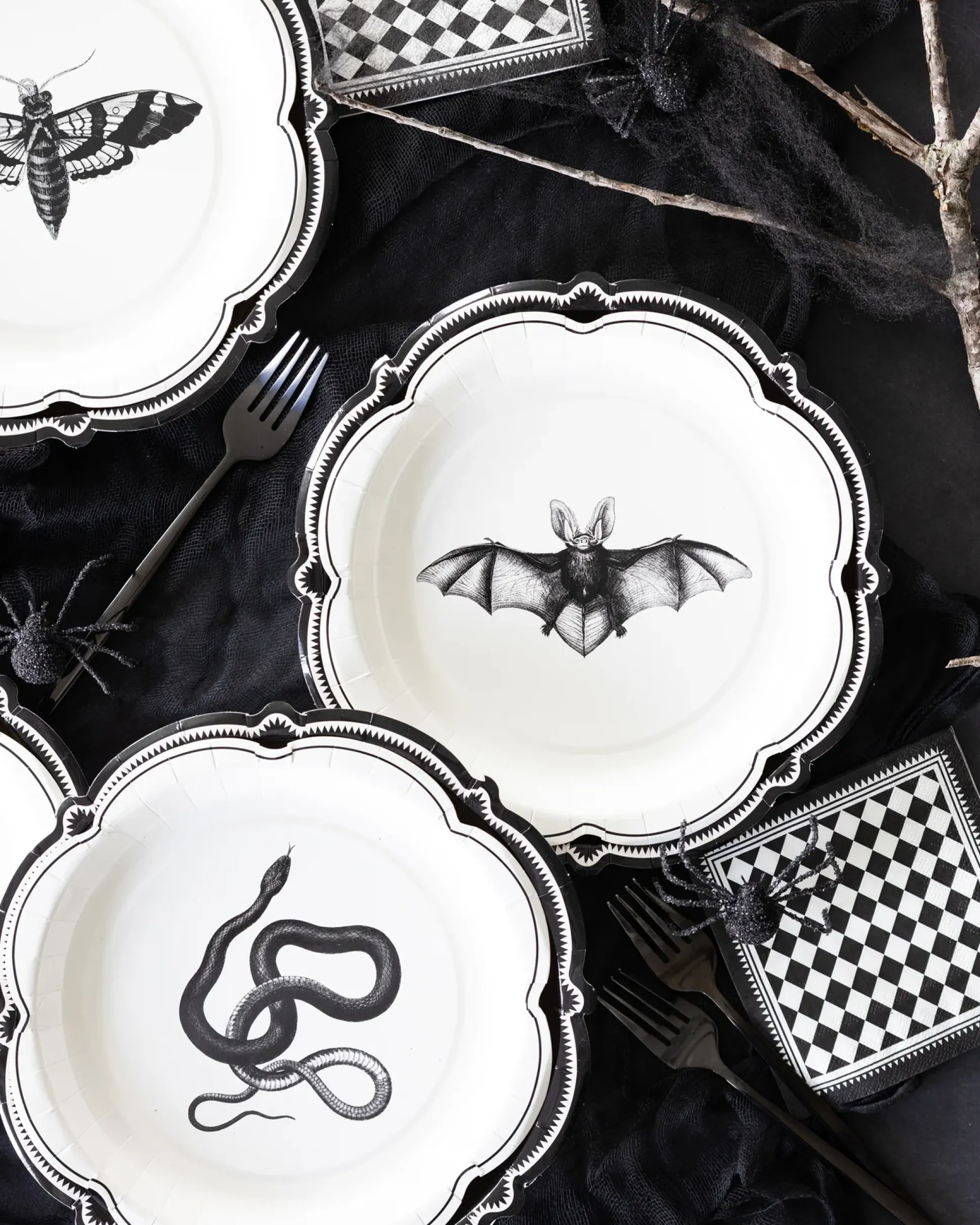 Gothic Black Checkered Dessert Napkins 24ct