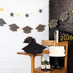 Graduation Caps & Stars Banner Set 5ft