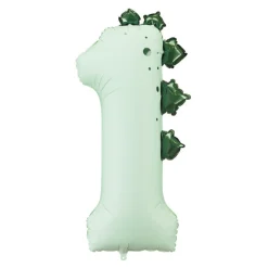 Green Dinosaur Number One Foil Balloon 36in