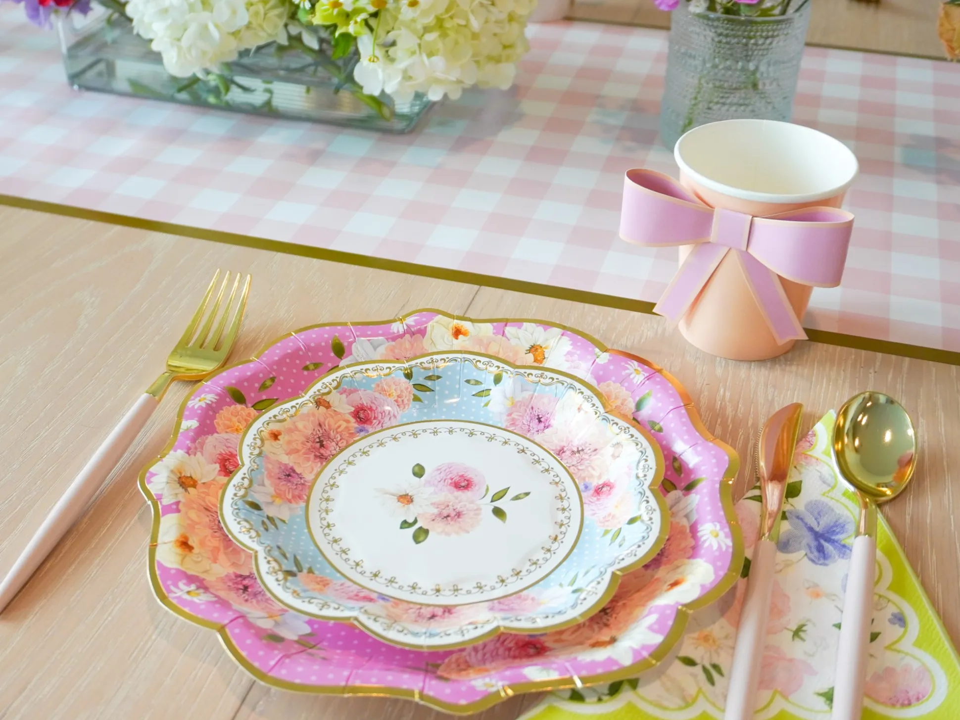 Green Floral Tea Party Lunch Napkins 30ct
