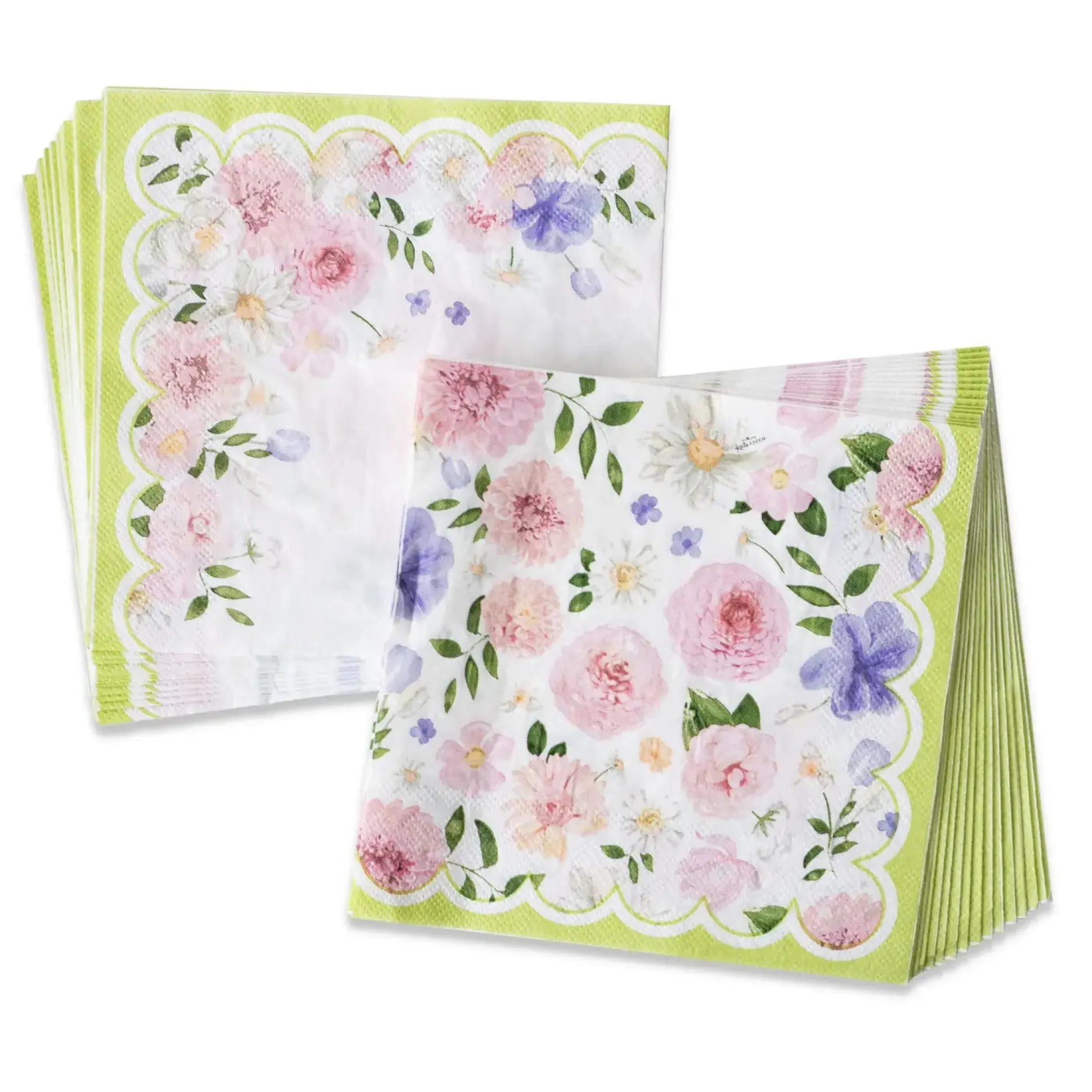 Green Floral Tea Party Lunch Napkins 30ct