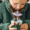 Green & White Striped Pterodactyl Paper Straws 6ct