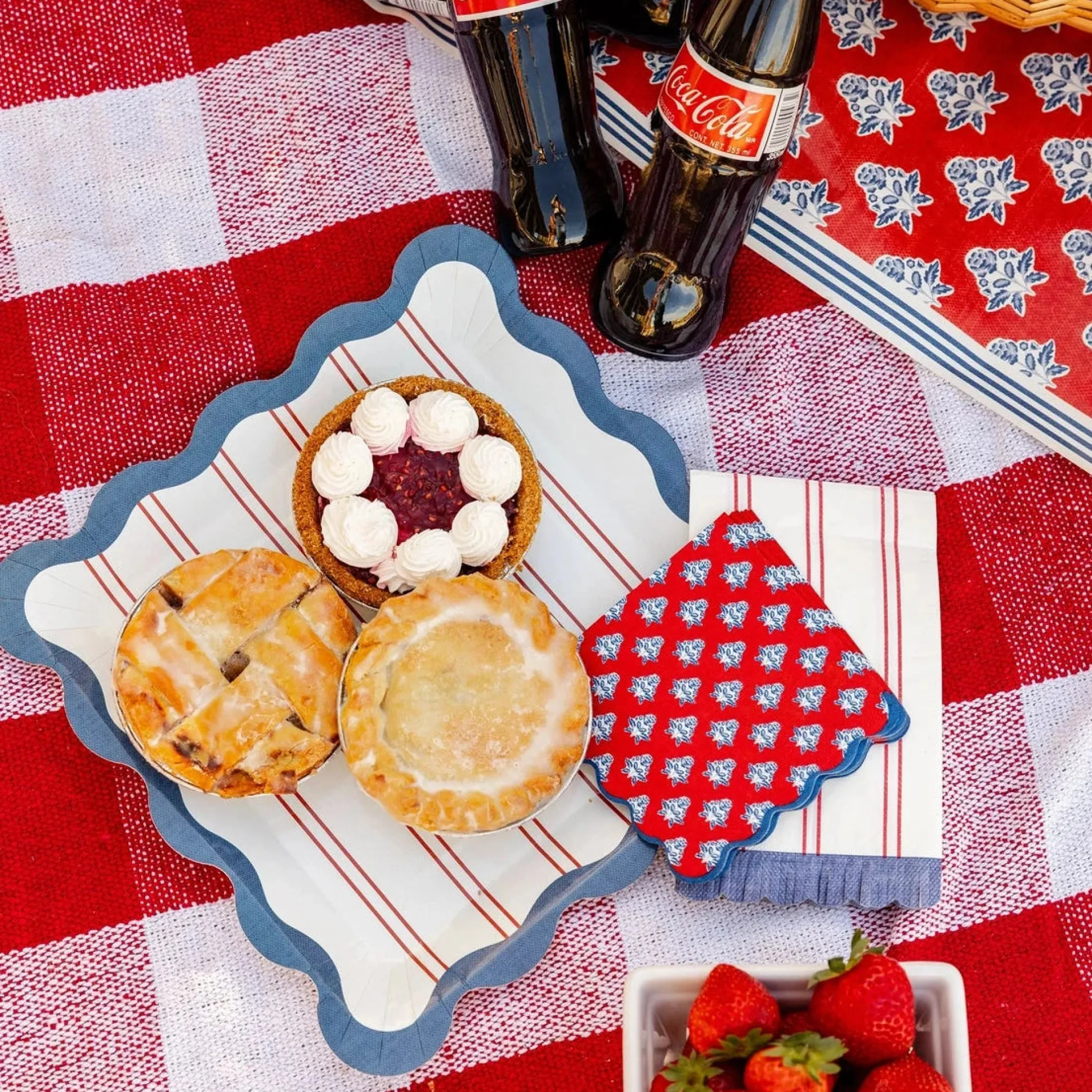 Hamptons Red Striped Dinner Plates 8ct