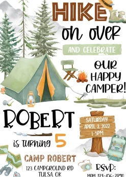Happy Camper Birthday Party Invitation
