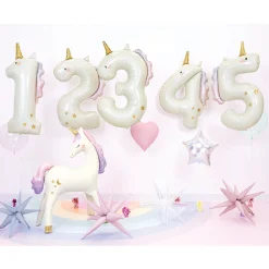Holographic Glitter Unicorn Number One Foil Balloon 36.5in