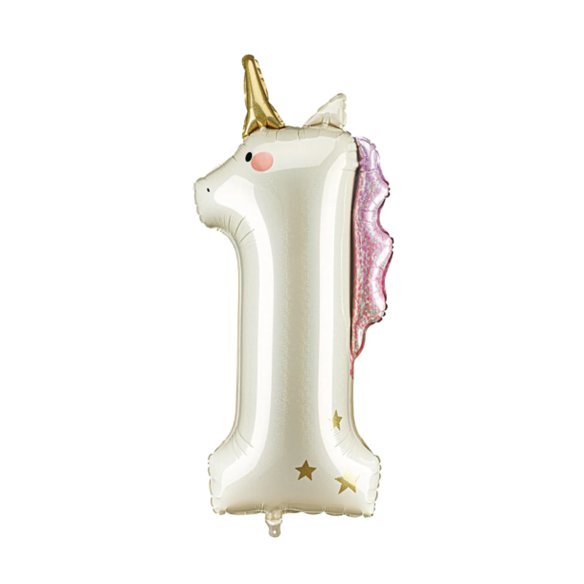Holographic Glitter Unicorn Number One Foil Balloon 36.5in