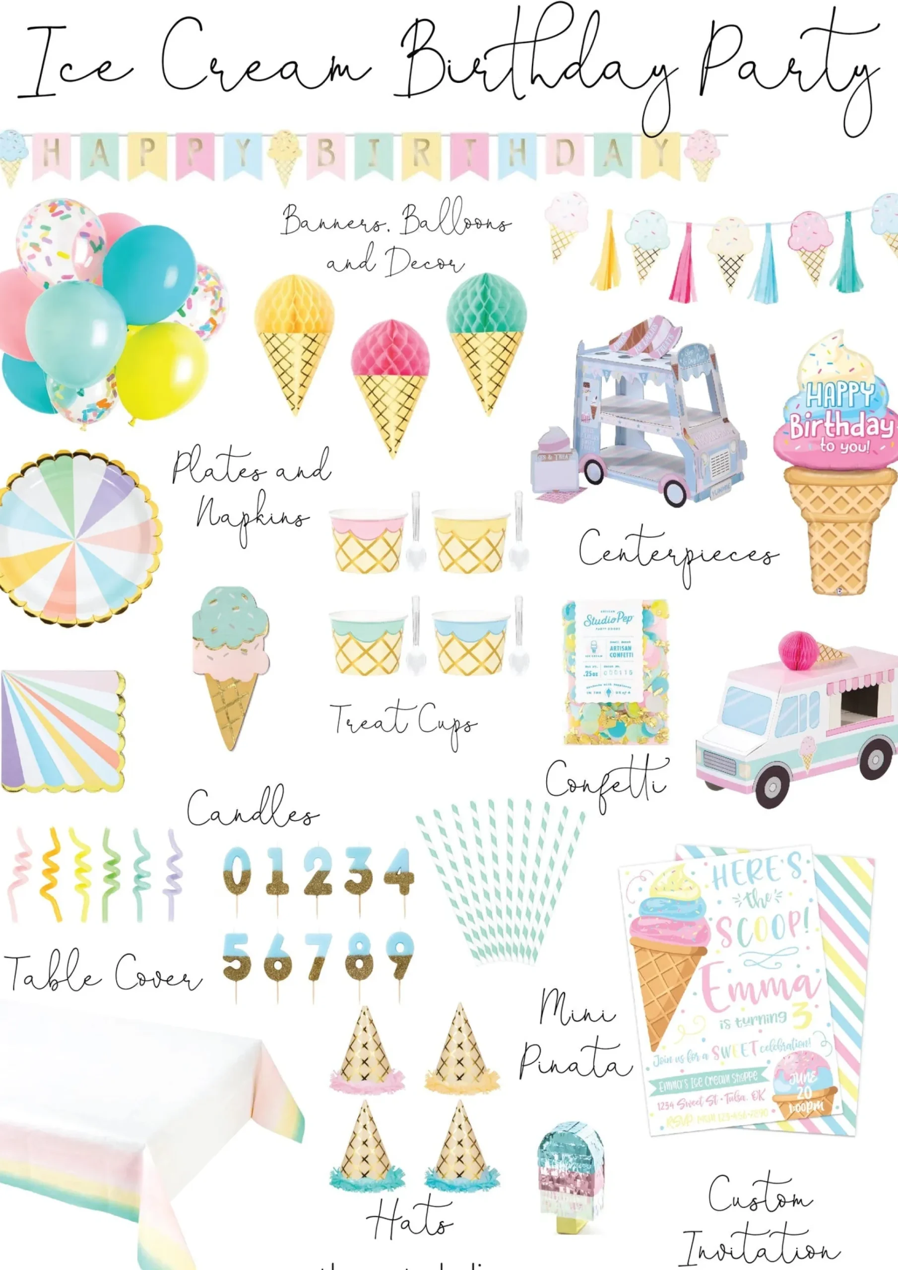 Ice Cream Cone Party Hats 8ct